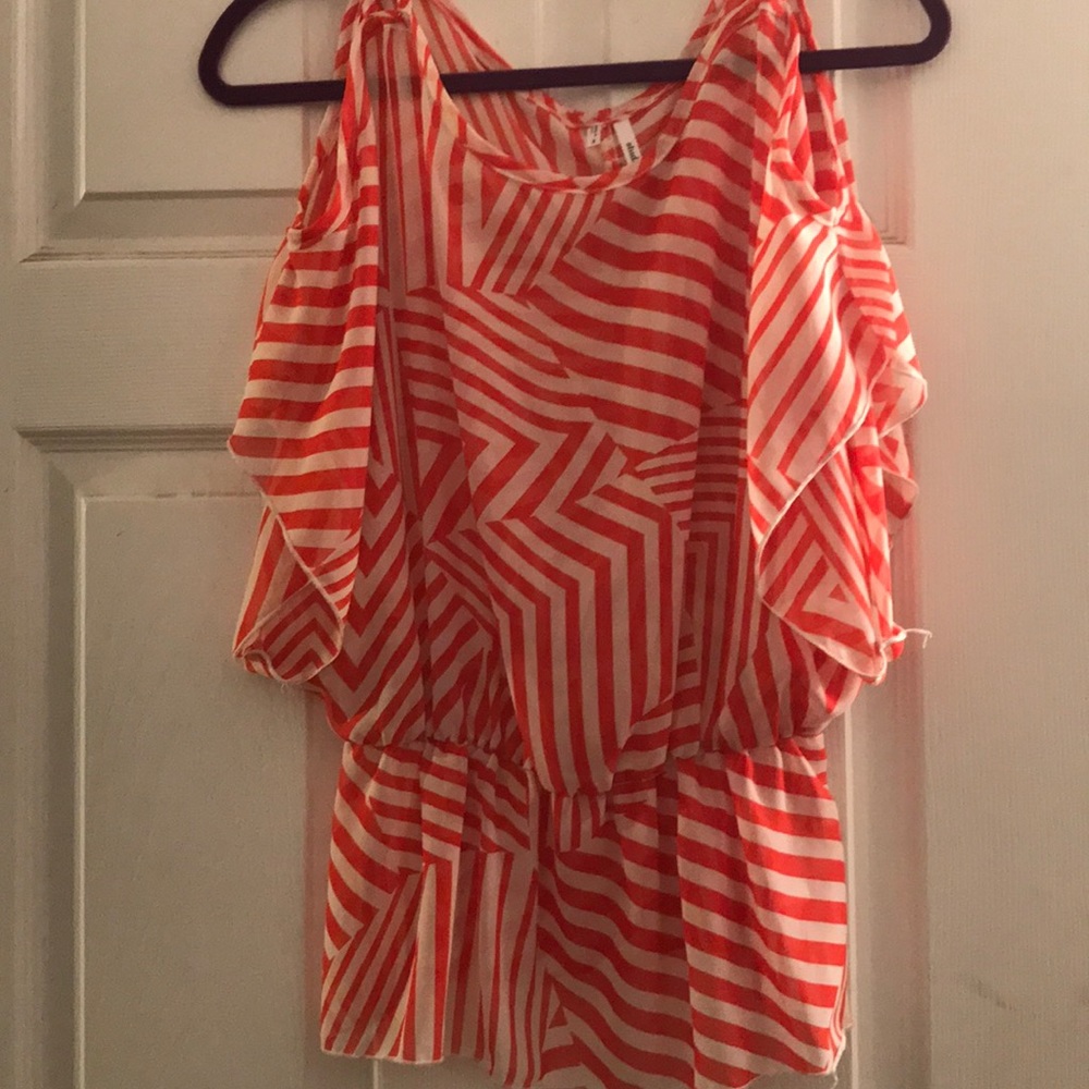 Red and white striped blouse